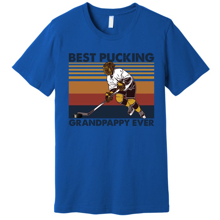 Best Pucking Grandpappy Ever Funny Hockey Grandpa Saying Cute Gift Premium T-Shirt