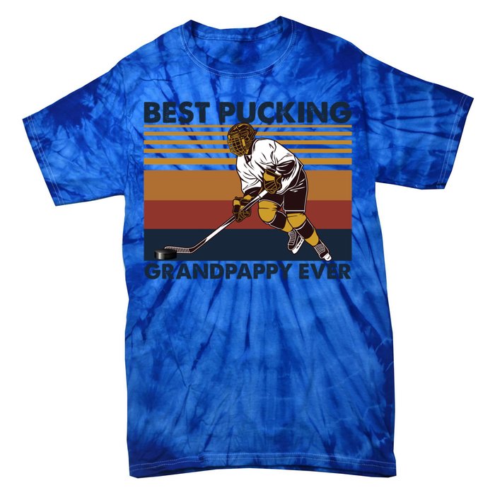 Best Pucking Grandpappy Ever Funny Hockey Grandpa Saying Cute Gift Tie-Dye T-Shirt