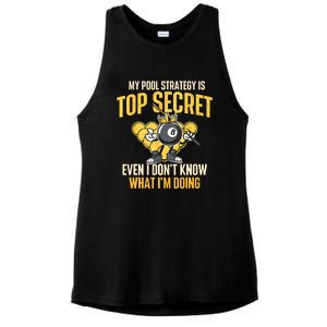 Billiard Player Game Lover My Pool Strategy Is Top Secret Gift Ladies PosiCharge Tri-Blend Wicking Tank