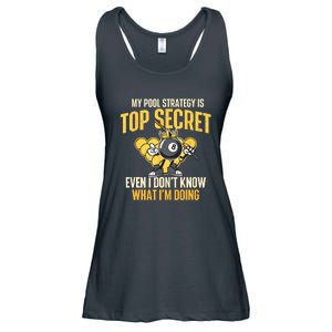 Billiard Player Game Lover My Pool Strategy Is Top Secret Gift Ladies Essential Flowy Tank