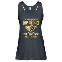 Billiard Player Game Lover My Pool Strategy Is Top Secret Gift Ladies Essential Flowy Tank