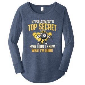 Billiard Player Game Lover My Pool Strategy Is Top Secret Gift Women's Perfect Tri Tunic Long Sleeve Shirt