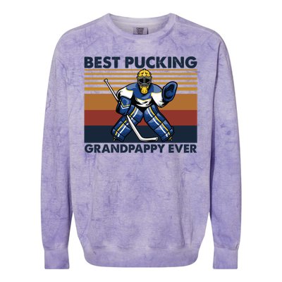 Best Pucking Grandpappy Ever Funny Hockey Grandpa Saying Gift Colorblast Crewneck Sweatshirt