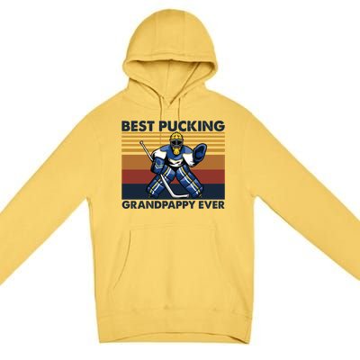 Best Pucking Grandpappy Ever Funny Hockey Grandpa Saying Gift Premium Pullover Hoodie