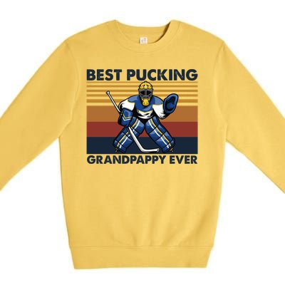 Best Pucking Grandpappy Ever Funny Hockey Grandpa Saying Gift Premium Crewneck Sweatshirt