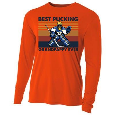 Best Pucking Grandpappy Ever Funny Hockey Grandpa Saying Gift Cooling Performance Long Sleeve Crew