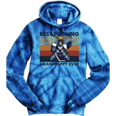 Best Pucking Grandpappy Ever Funny Hockey Grandpa Saying Gift Tie Dye Hoodie