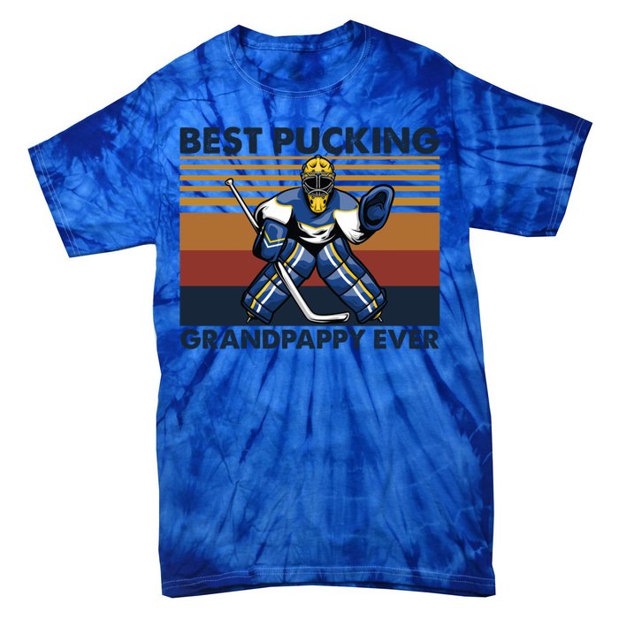 Best Pucking Grandpappy Ever Funny Hockey Grandpa Saying Gift Tie-Dye T-Shirt