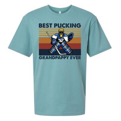 Best Pucking Grandpappy Ever Funny Hockey Grandpa Saying Gift Sueded Cloud Jersey T-Shirt