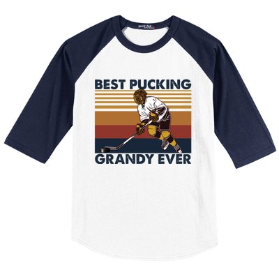 Best Pucking Grandy Ever Funny Hockey Grandpa Saying Cute Gift Baseball Sleeve Shirt