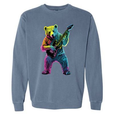 Bear Playing Guitar Guitar Player Garment-Dyed Sweatshirt