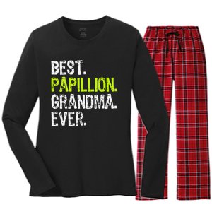 Best Papillion Grandma Ever Dog Lover Women's Long Sleeve Flannel Pajama Set 