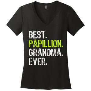 Best Papillion Grandma Ever Dog Lover Women's V-Neck T-Shirt