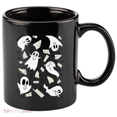 Book Page Ghosts Halloween Books Lover 11oz C Handle Ceramic Mug