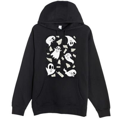 Book Page Ghosts Halloween Books Lover Premium Pullover Hoodie