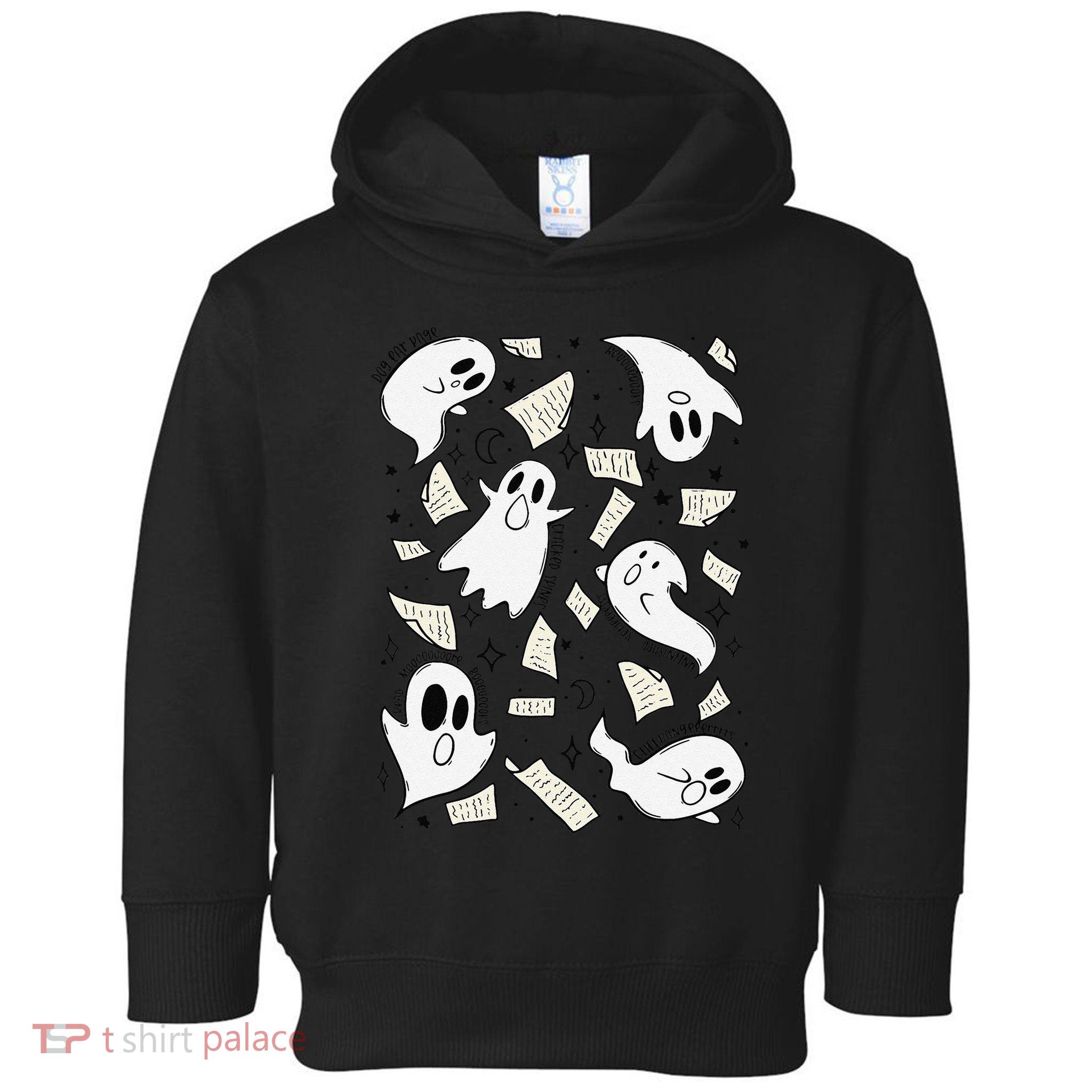 Book Page Ghosts Halloween Books Lover Toddler Hoodie