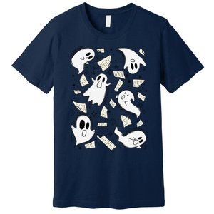 Book Page Ghosts Halloween Books Lover Premium T-Shirt