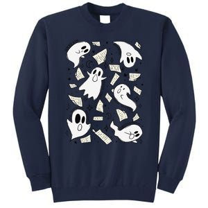 Book Page Ghosts Halloween Books Lover Tall Sweatshirt