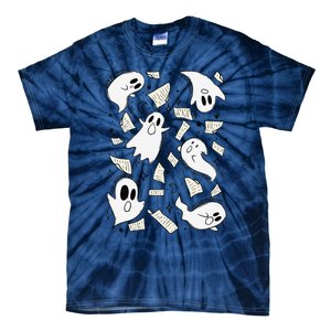 Book Page Ghosts Halloween Books Lover Tie-Dye T-Shirt