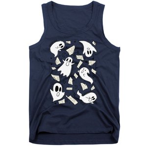 Book Page Ghosts Halloween Books Lover Tank Top