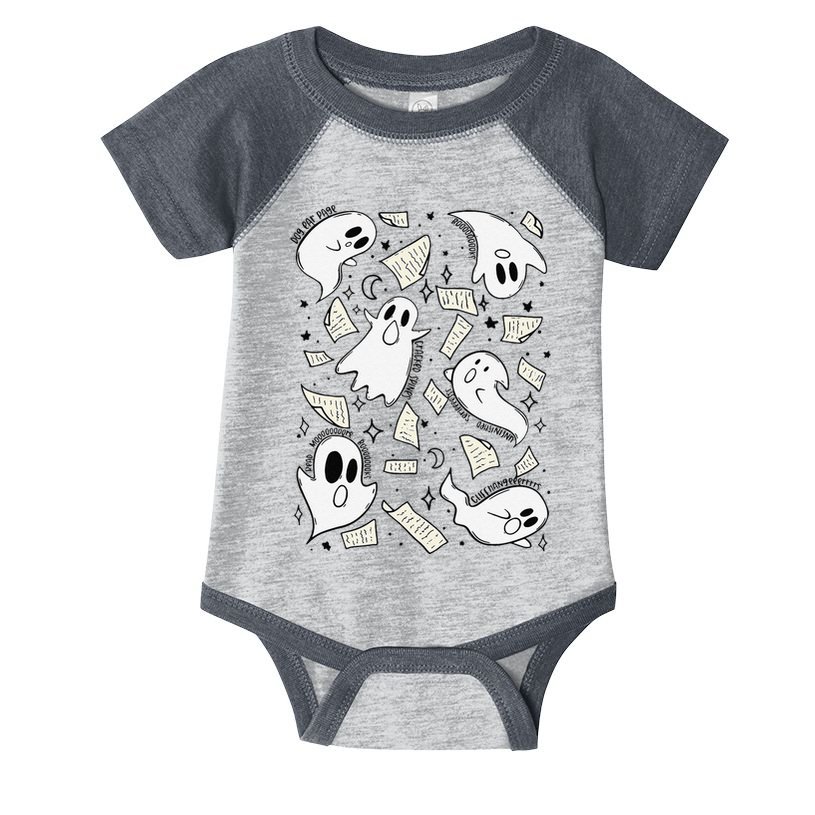Book Page Ghosts Halloween Books Lover Infant Baby Jersey Bodysuit