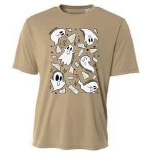 Book Page Ghosts Halloween Books Lover Cooling Performance Crew T-Shirt