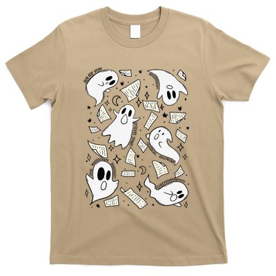 Book Page Ghosts Halloween Books Lover T-Shirt