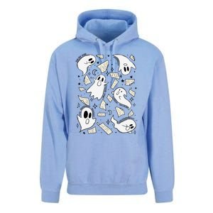 Book Page Ghosts Halloween Books Lover Unisex Surf Hoodie