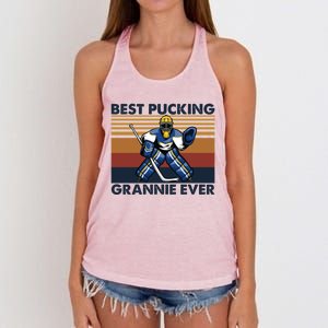 Best Pucking Grannie Ever Funny Hockey Grandma Saying Gift Women's Knotted Racerback Tank