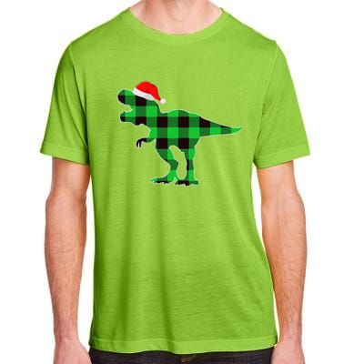 Buffalo Plaid Green Dinosaur T Rex Funny Christmas Adult ChromaSoft Performance T-Shirt