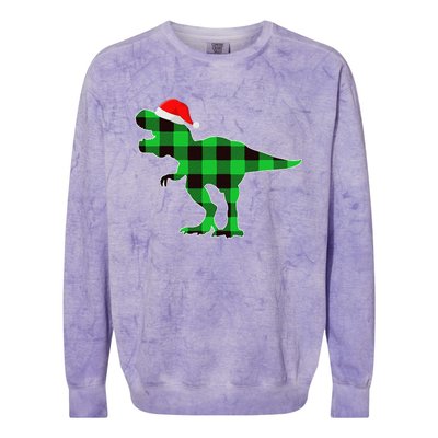 Buffalo Plaid Green Dinosaur T Rex Funny Christmas Colorblast Crewneck Sweatshirt