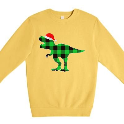 Buffalo Plaid Green Dinosaur T Rex Funny Christmas Premium Crewneck Sweatshirt