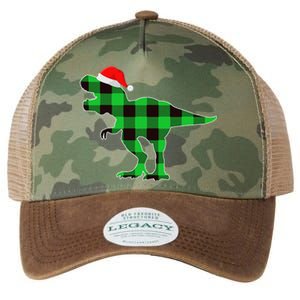 Buffalo Plaid Green Dinosaur T Rex Funny Christmas Legacy Tie Dye Trucker Hat