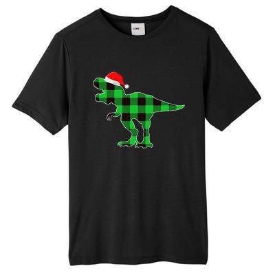 Buffalo Plaid Green Dinosaur T Rex Funny Christmas Tall Fusion ChromaSoft Performance T-Shirt