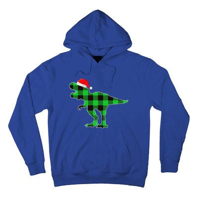 Buffalo Plaid Green Dinosaur T Rex Funny Christmas Hoodie