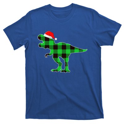 Buffalo Plaid Green Dinosaur T Rex Funny Christmas T-Shirt