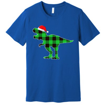 Buffalo Plaid Green Dinosaur T Rex Funny Christmas Premium T-Shirt