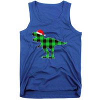 Buffalo Plaid Green Dinosaur T Rex Funny Christmas Tank Top