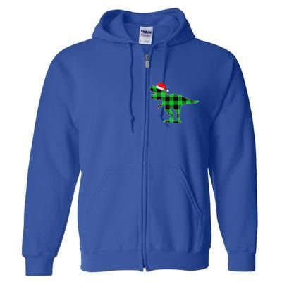 Buffalo Plaid Green Dinosaur T Rex Funny Christmas Full Zip Hoodie