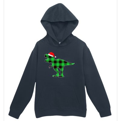 Buffalo Plaid Green Dinosaur T Rex Funny Christmas Urban Pullover Hoodie