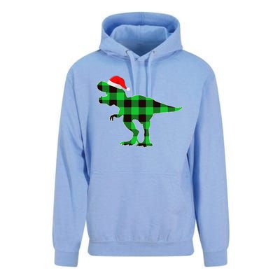 Buffalo Plaid Green Dinosaur T Rex Funny Christmas Unisex Surf Hoodie