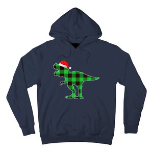 Buffalo Plaid Green Dinosaur T Rex Funny Christmas Boys Hoodie