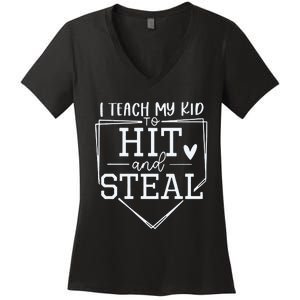 Baseball Player Gift Funny Baseball Mom Women's V-Neck T-Shirt