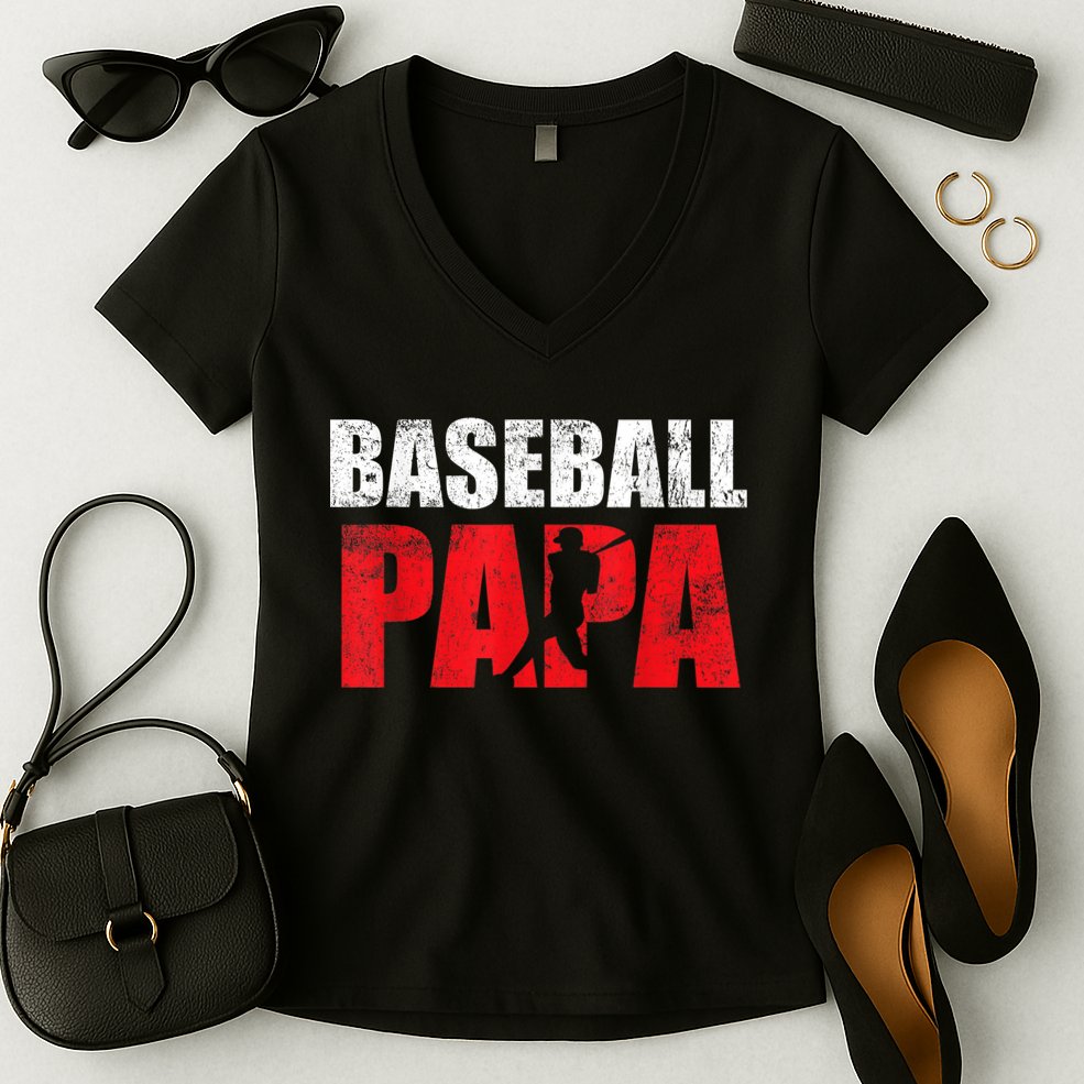 Baseball Papa Grandpa Fans Gift Women's V-Neck T-Shirt