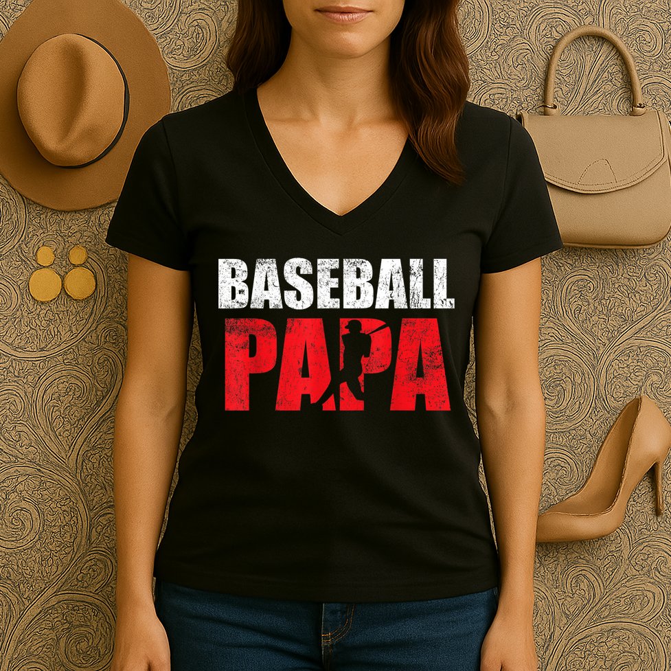 Baseball Papa Grandpa Fans Gift Women's V-Neck T-Shirt