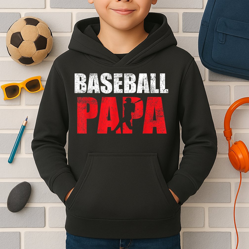 Baseball Papa Grandpa Fans Gift Kids Hoodie