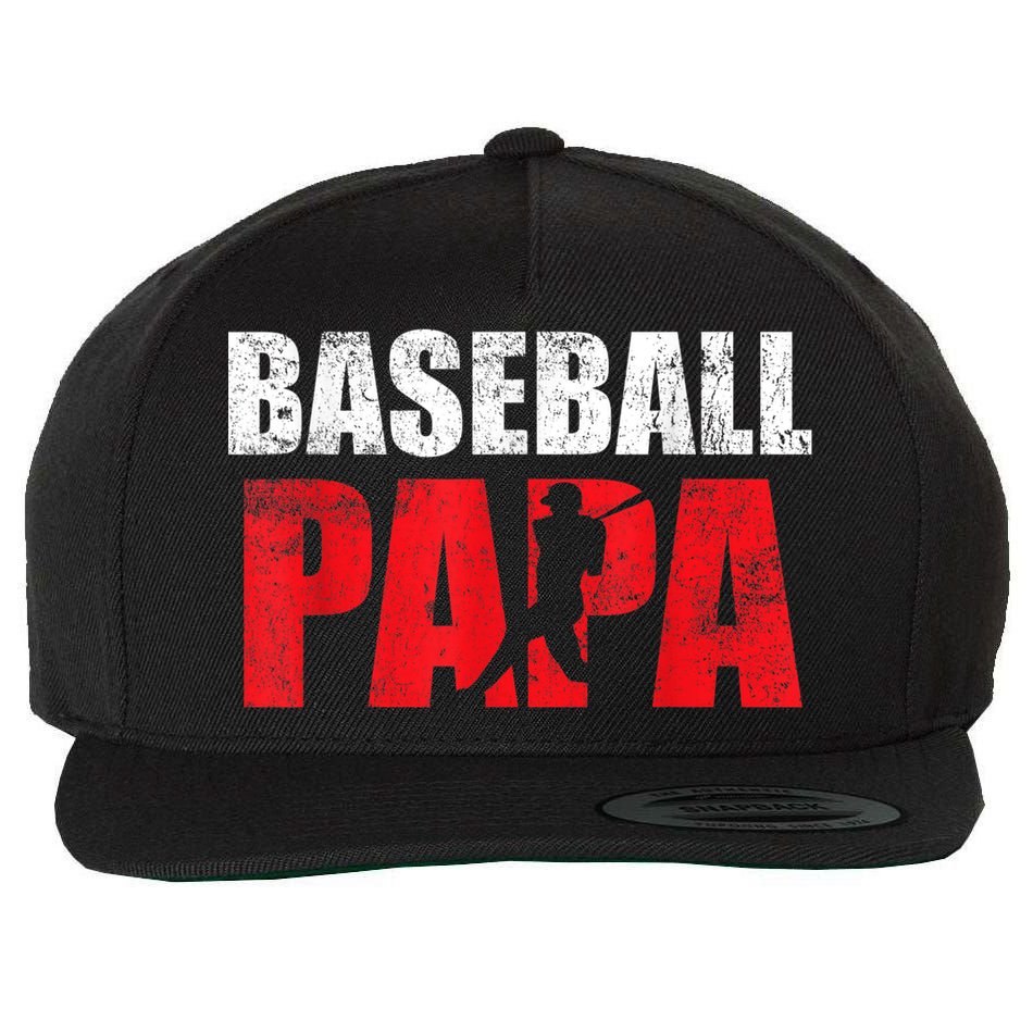 Baseball Papa Grandpa Fans Gift Wool Snapback Cap