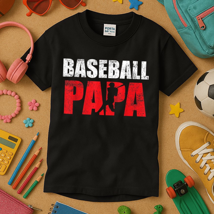 Baseball Papa Grandpa Fans Gift Kids T-Shirt