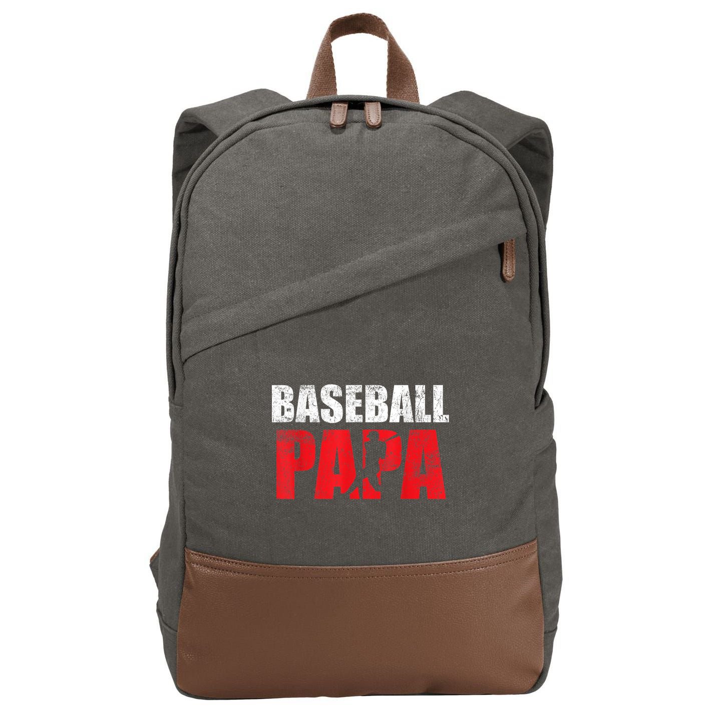 Baseball Papa Grandpa Fans Gift Cotton Canvas Backpack