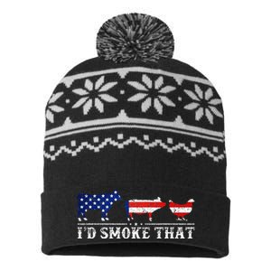 Bbq Party Grill Smoker Chef Dad Id Smoke That USA-Made Snowflake Beanie